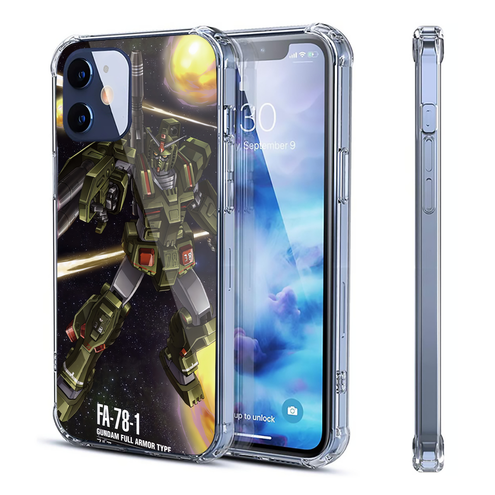 （画像用） 機動戦士ガンダム Mobile Suit Gundam 【iPhone 12シリーズ対応】透明スマホケース（クリアソフトケース）